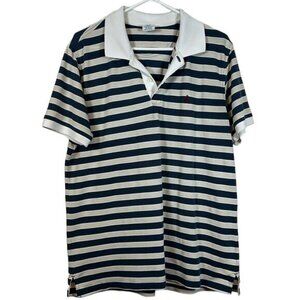 Men's Brooks Brothers Striped Casual Blue Tan Polo Size Large EUC #0435-LA